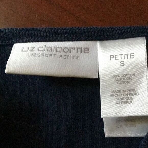Sweater, Liz Claiborne Womens Cardigan, Navy and White, size Petite Small - Picture 4 of 6